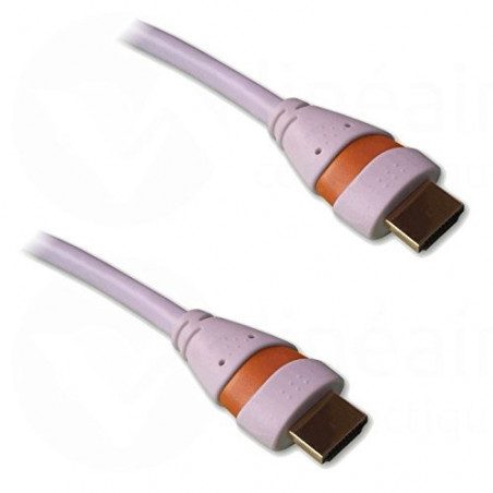 Cordon HDMI 2.0 Ethernet 3m A-A M-M Blanc/orange