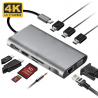 USB HUB Docking Station Type C Adapter USB 3.0 4K HDMI-compatible VGA RJ45 10 in 1 Converter for Macbook Pro Thunderbolt 3