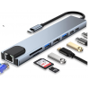 USB-C HDTV HUB Docking Station Type C Adapter USB 3.0 4K HDMI-RJ45 8 in 1 Converter