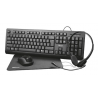 Trust Primo Kit Télétravail 4-en-1 Clavier Français AZERTY, Souris sans Fil