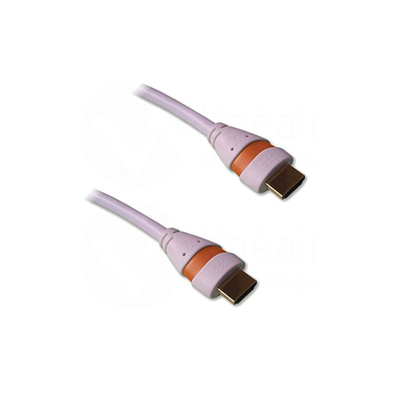 Cordon HDMI 2.0 Ethernet 3m A-A M-M Blanc/orange