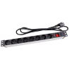 Bloc multiprise PDU avec Interrupteur, Protection Contre Les surcharges, 8 Prises avec Terre 2.15 m 3G1.5 Noir/Rouge