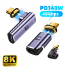 140W USB4.0 40Gbps Thunderbolt3 magnétique type-c OTG USB C vers USB-C Charge rapide aimant convertisseur câble 8K @ 60Hz