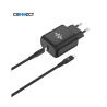 Chargeur Secteur USB-C CONNECT Charge Rapide 25W avec Câble Data USB-C vers USB-C (1m) Noir