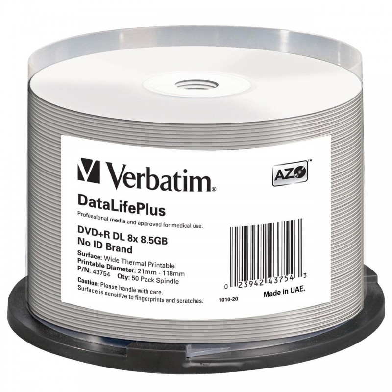 Verbatim - Disque DVDR +R DL 8.5 Go  - 8x - 10 pièces 240mn