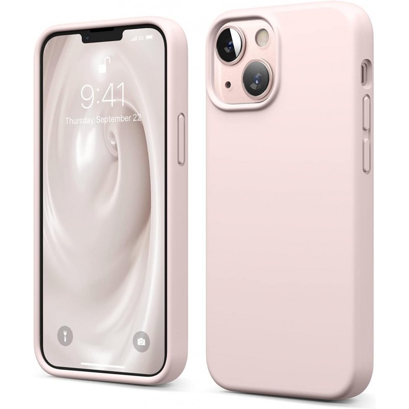 Topme Coque en Silicone pour iPhone 13 Mini (5.4" inches), [ Etui Housse de Téléphone de Style Bord Doré] - Rose