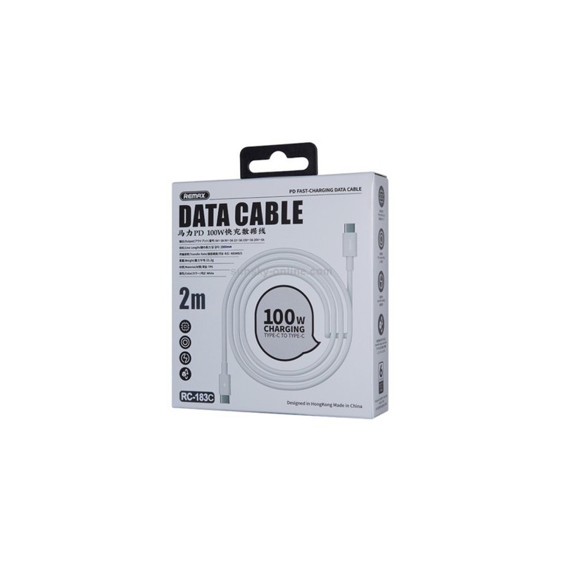 Câble TYPE-C / TYPE-C 100W REMAX RC-183C - 2M - Blanc