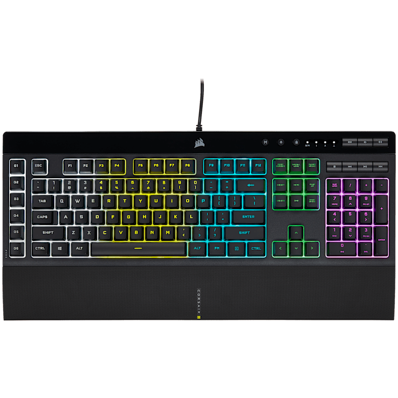 CORSAIR Clavier de Jeu Filaire Membrane K55 RGB Pro AZERTY 6 Touches Macro Noir