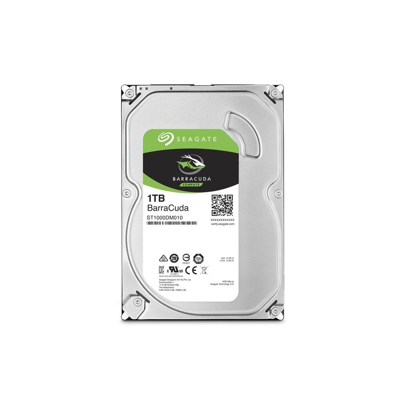 SEAGATE Disque Dur 1To 3,5" SATA 6Gb/s 7200 RPM Cache 64Mo BarraCuda ST1000DM010