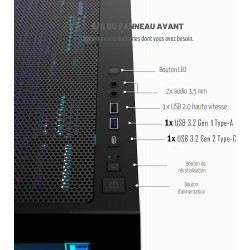 KEDIERS Boîtier PC ATX avec 7 Ventilateurs Préinstallés, Boîtier Ordinateur Moyen Tour avec Double Vitre Trempée Panoramique