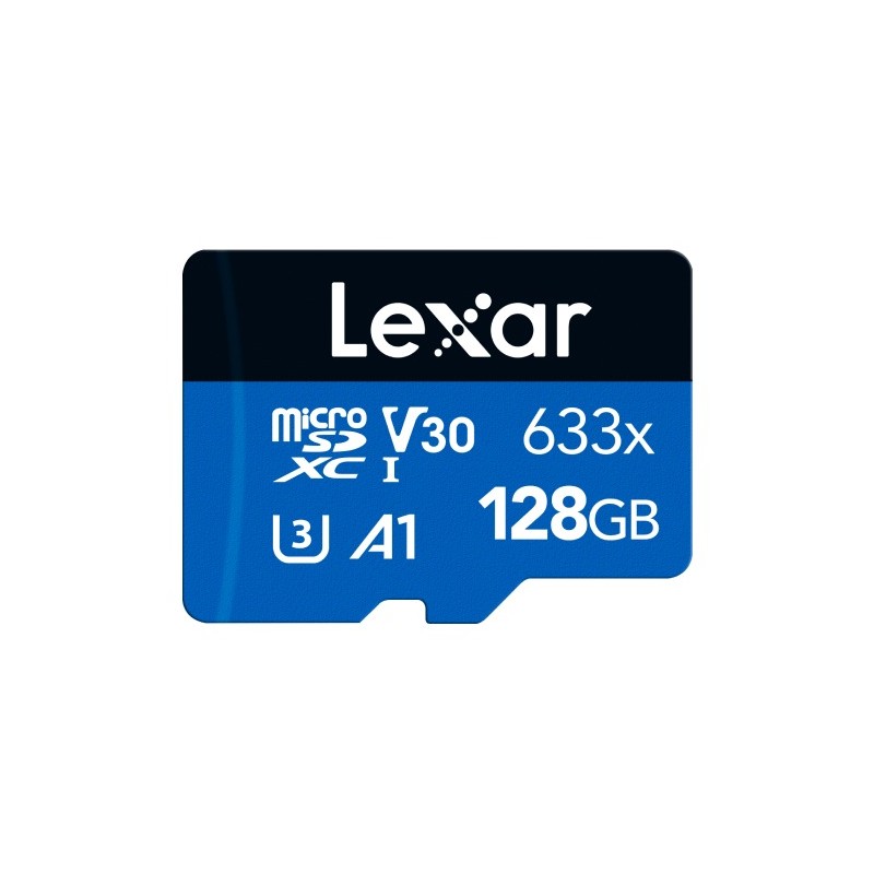 Carte microSDXC Lexar 128 Go 100 Mo/s A1 U3 V30 avec adaptateur SD