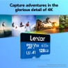 Carte microSDXC Lexar 128 Go 100 Mo/s A1 U3 V30 avec adaptateur SD
