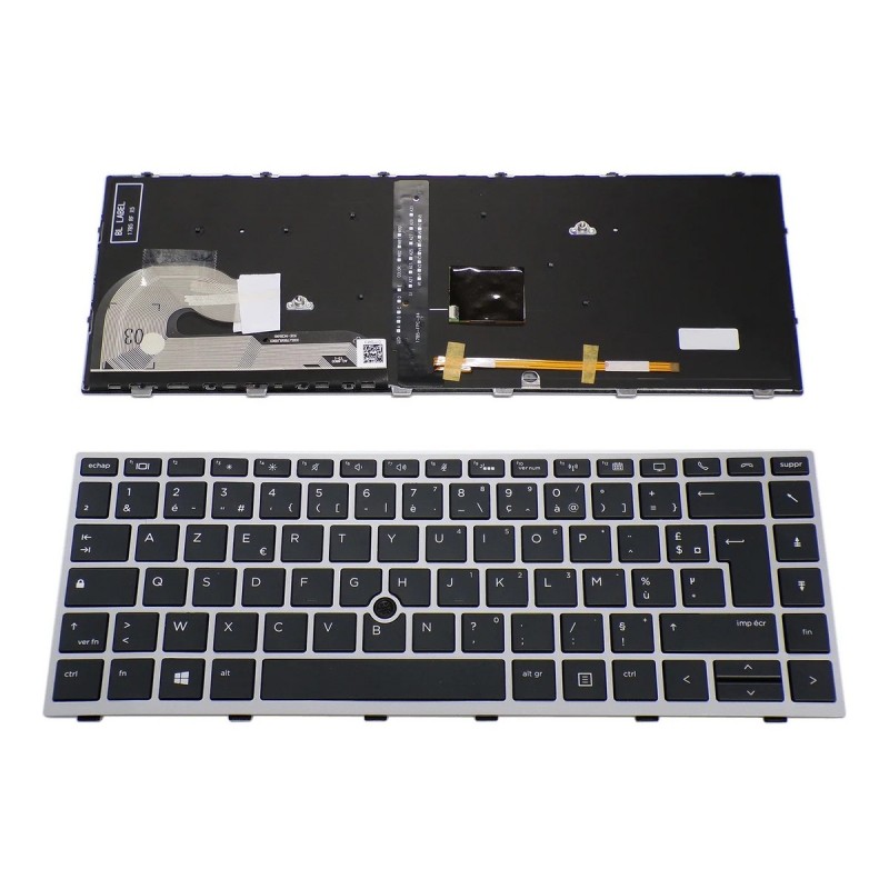 Clavier AZERTY rétroéclairé HP EliteBook 840 G5 / 840 G6 / 745 G5 / 745 G6 avec pointeur