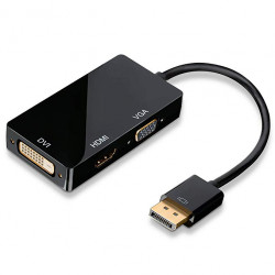 Full HD Adaptateur 3 en 1 DisplayPort vers VGA + HDMI + DVI