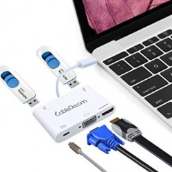 USB-C Dock hub Multiport 5 in 1 3.1 Type-C vers HDMI + VGA + Chargeur de type