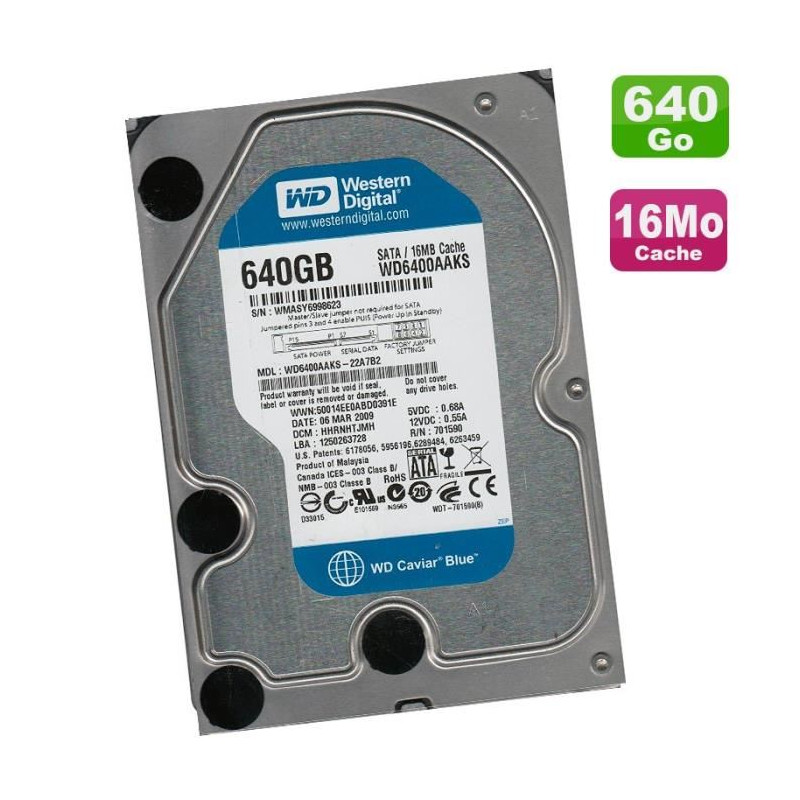 Disque Dur / HDD - SATA - 3.5 - 500 Go - Testé Ok