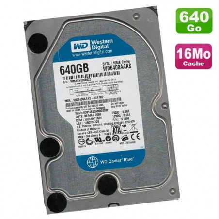 DISQUE DUR 3.5 WESTERN DIGITAL 640GB SATA 64MO 7200T CAVIAR BLUE v2