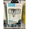 Hoco qc 3.0 car charger set 2 usb + lightning cable argent