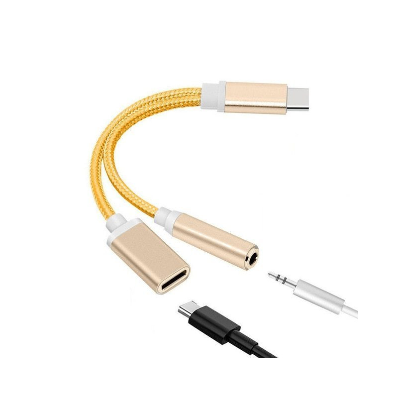 Adaptateur USB Type C vers câble Audio Jack pour écouteurs + USB C